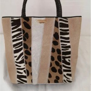 Christian Dior Beige Leopard Zebra Angle  Have Mini Handbag With Pouch